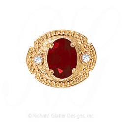 GS373 G/D - 14 Karat Gold Slide with Garnet center and Diamond accents 